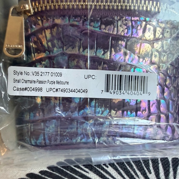 Brahmin Small Charmaine Passion Purple Iridescent Purple Cosmetic Case NWT - Picture 11 of 12